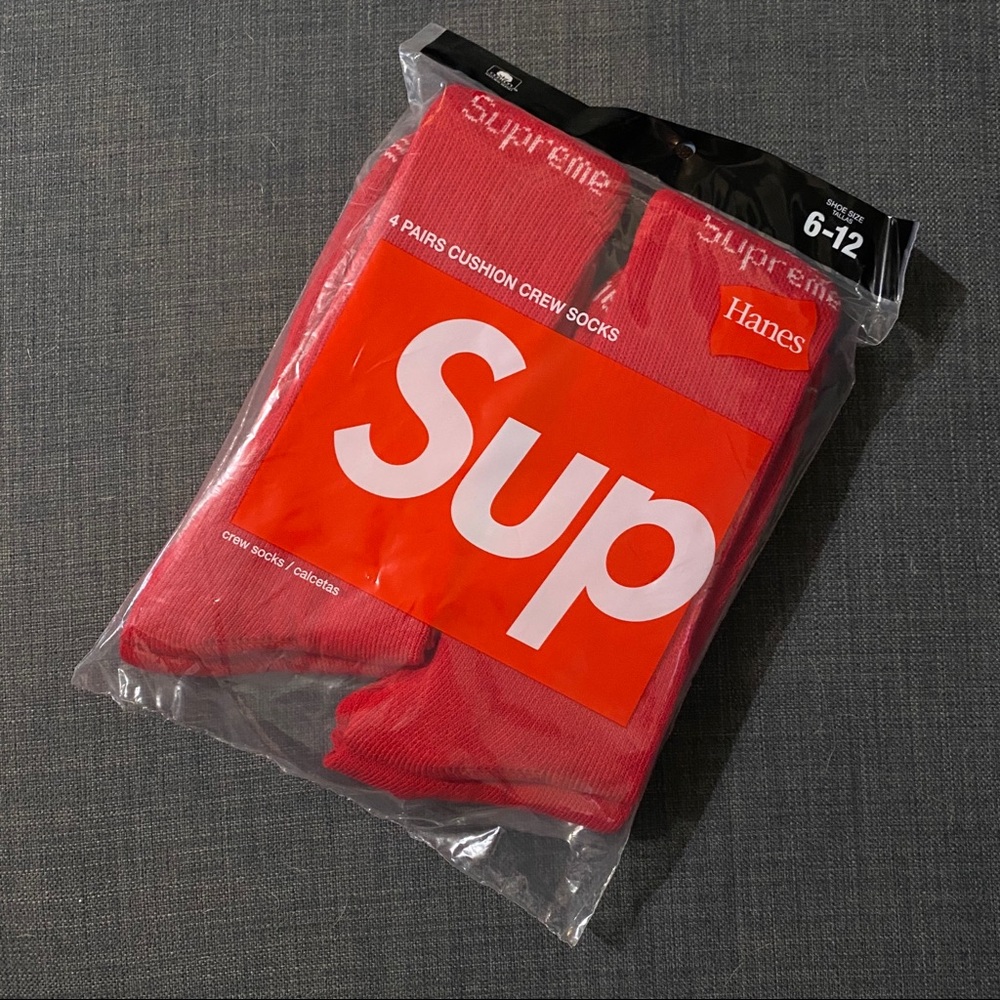 Supreme Crew Socks （4 Pack）Red